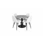Razzia Dining Table ø106cm - Grey / Black, Polar Fluff Dining Chair - Black Legs - White Teddy _4