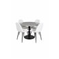 Razzia Dining Table ø106cm - Grey / Black, Polar Fluff Dining Chair - Black Legs - White Teddy _4