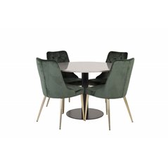 Razzia Dining Table ø106cm - Grey / Black, Velvet Deluxe Dining Chair - Green / Brass_4