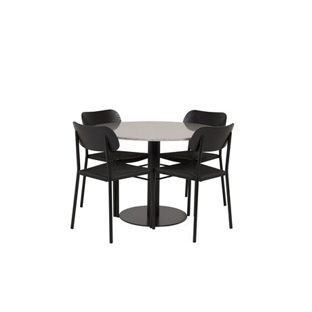 Razzia Dining Table ø106cm - Grey / Black, Polly Dining Chair - Black / Black_4