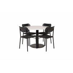Razzia Dining Table ø106cm - White / Black, Polly Dining Chair - Black / Black_4
