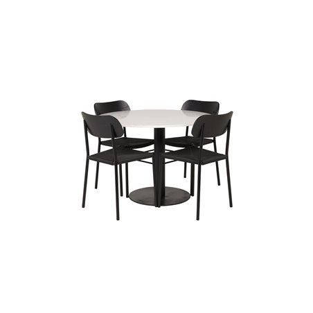Razzia Dining Table ø106cm - White / Black, Polly Dining Chair - Black / Black_4