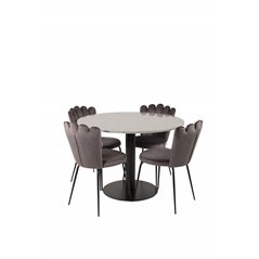 Razzia Dining Table ø106cm - Grey / Black, Limhamn Light - Chair - Grey Velvet_4