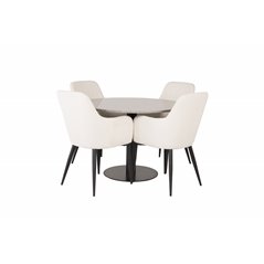 Razzia Dining Table ø106cm - Grey / Black, Comfort Dining Chair - Beige / Black_4
