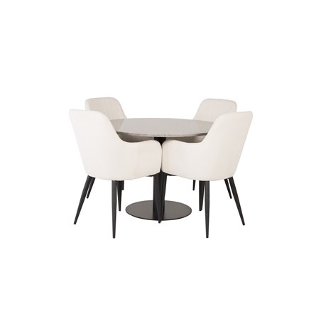 Razzia Dining Table ø106cm - Grey / Black, Comfort Dining Chair - Beige / Black_4