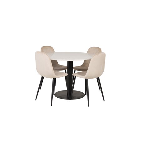 Razzia Dining Table ø106cm - White / Black, Polar Dining Chair- Black legs / Beige Velvet (ersätter 19902-880)_4