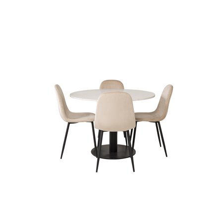 Razzia Dining Table ø106cm - White / Black, Polar Dining Chair- Black legs / Beige Velvet (ersätter 19902-880)_4