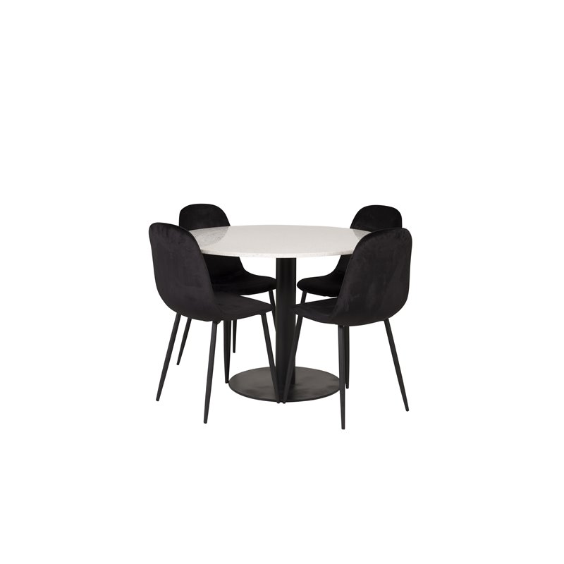 Razzia Dining Table ø106cm - White / Black, Polar Dining Chair - Black legs / Black Velvet (ersätter 19902-888)_4