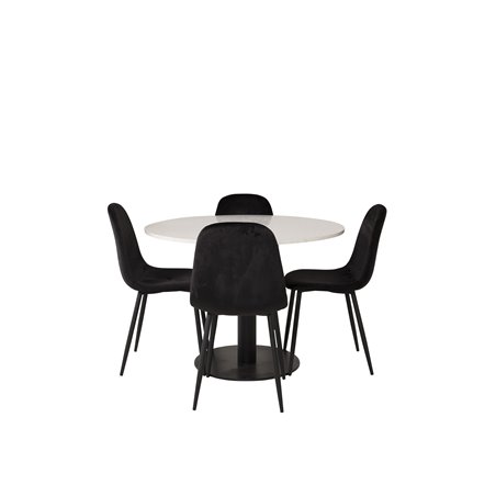 Razzia Dining Table ø106cm - White / Black, Polar Dining Chair - Black legs / Black Velvet (ersätter 19902-888)_4