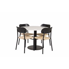Razzia Dining Table ø106cm - White / Black, Polly Dining Chair - Nature / Black_4