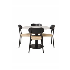 Razzia Dining Table ø106cm - White / Black, Polly Dining Chair - Nature / Black_4