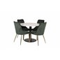 Razzia Dining Table ø106cm - White / Black, Velvet Deluxe Dining Chair - Green / Brass_4