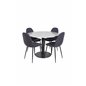 Razzia Dining Table ø106cm - Grey / Black, Polar Dining Chair - Black Legs - Black Fabric_4