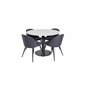 Razzia Dining Table ø106cm - Grey / Black, Velvet Dining Chiar  - Black legs- Black Fabric_4