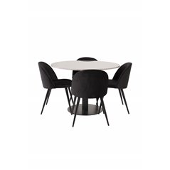 Razzia Dining Table ø106cm - Grey / Black, Velvet Dining Chair - Black / Black_4