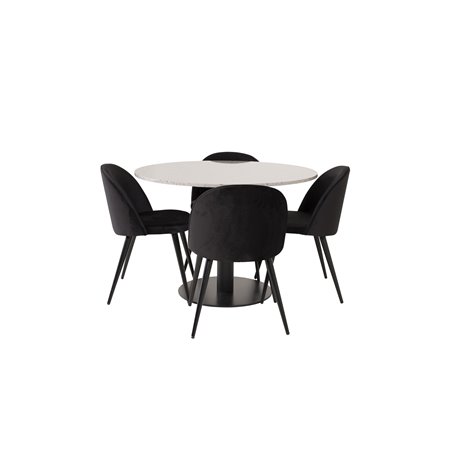 Razzia Dining Table ø106cm - Grey / Black, Velvet Dining Chair - Black / Black_4