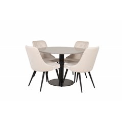 Razzia Dining Table ø106cm - Grey / Black, Velvet Deluxe Dining Chair - Beige / Black_4