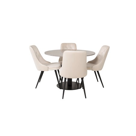 Razzia Dining Table ø106cm - Grey / Black, Velvet Deluxe Dining Chair - Beige / Black_4