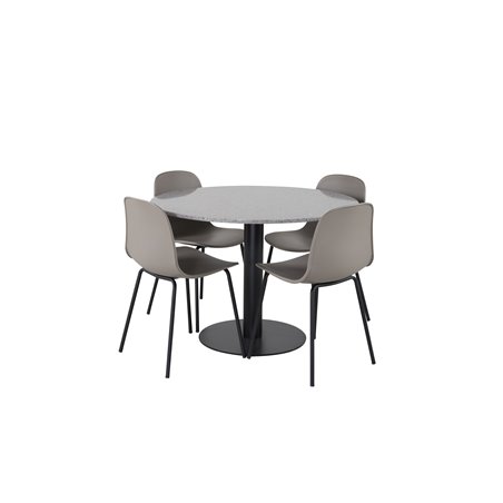 Razzia Dining Table ø106cm - Grey / Black, Arctic Dining Chair - Black Legs - Khaki Plastic_4