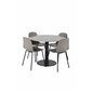 Razzia Dining Table ø106cm - Grey / Black, Arctic Dining Chair - Black Legs - Khaki Plastic_4