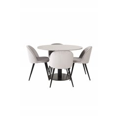 Razzia Dining Table ø106cm - Grey / Black, Velvet Dining Chair - Light Grey / Black_4