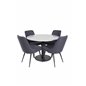 Razzia Dining Table ø106cm - Grey / Black, Velvet Deluxe Dining Chair - Black Legs - Black Fabric_4