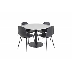Razzia Dining Table ø106cm - Grey / Black, Arctic Dining Chair - Black Legs - Black Plastic_4
