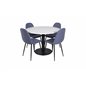 Razzia Dining Table ø106cm - White / Black, Polar Dining Chair - Black Legs - Blue Fabric_4