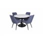 Razzia Dining Table ø106cm - White / Black, Velvet Deluxe Dining Chair - Black Legs - Blue Fabric_4