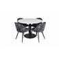 Razzia Dining Table ø106cm - White / Black, Velvet Dining Chair -  Black Flower fabric_4