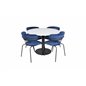 Razzia Dining Table ø106cm - White / Black, Arrow armchair - Black Legs - Blue Velvet_4