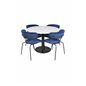 Razzia Dining Table ø106cm - White / Black, Arrow armchair - Black Legs - Blue Velvet_4