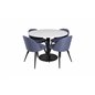 Razzia Dining Table ø106cm - White / Black, Velvet Dining Chiar - Black legs - Blue Fabric_4
