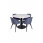 Razzia Dining Table ø106cm - White / Black, Velvet Dining Chiar - Black legs - Blue Fabric_4