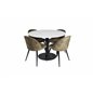 Razzia Dining Table ø106cm - White / Black, Velvet Dining Chiar - Black legs - Dusty Green Velvet_4