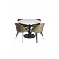 Razzia Dining Table ø106cm - White / Black, Velvet Dining Chiar - Black legs - Dusty Green Velvet_4