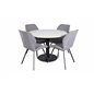 Razzia Dining Table ø106cm - White / Black, Gemma  Dining Chair - Black Legs - Grey Fabric_4