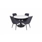 Razzia Dining Table ø106cm - White / Black, Velvet Deluxe Dining Chair - Black Legs - Black Fabric_4