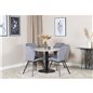 Estelle Round Dining Table ø106 H75 - White / Black, Gemma Dining Chair - Black Legs - Grey Fabric_4