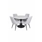 Razzia Dining Table ø106cm - White / Black, Velvet Deluxe Dining Chair - Black Legs - Light Grey Fabric_4