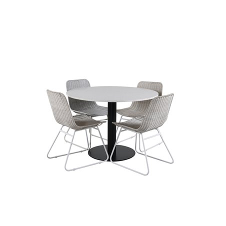 Razzia Dining Table ø106cm - White / Black, Cirebon Dining Chair - White Wash_4