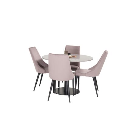 Razzia Dining Table ø106cm - Grey / Black, Leone Dining Chair - Pink / Black_4