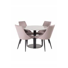 Razzia Dining Table ø106cm - Grey / Black, Leone Dining Chair - Pink / Black_4