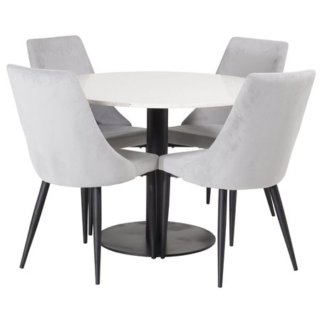 Razzia Dining Table ø106cm - White / Black, Leone Dining Chair - Grey / Black_4