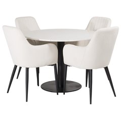 Razzia Dining Table ø106cm - White / Black, Comfort Dining Chair - Beige / Black_4