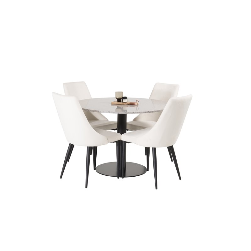 Razzia Dining Table ø106cm - Grey / Black, Leone Dining Chair - Beige / Black_4