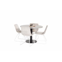 Razzia Dining Table ø106cm - Grey / Black, Cirebon Dining Chair - White Wash_4