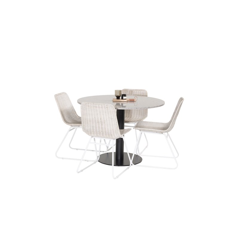 Razzia Dining Table ø106cm - Grey / Black, Cirebon Dining Chair - White Wash_4