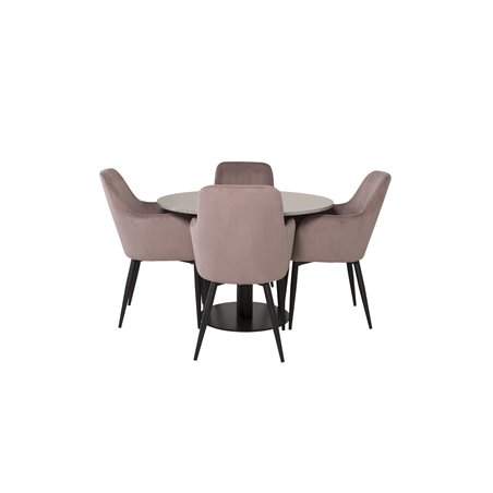 Razzia Dining Table ø106cm - Grey / Black, Comfort Dining Chair - Pink / Black_4