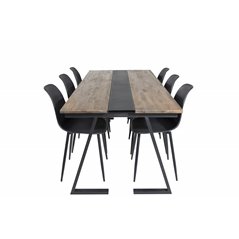 Jakarta Dining Table , 200*90*H75 - Dark Teak / Black, Polar Plastic Dining Chair - Black Legs / Black Plastic_6